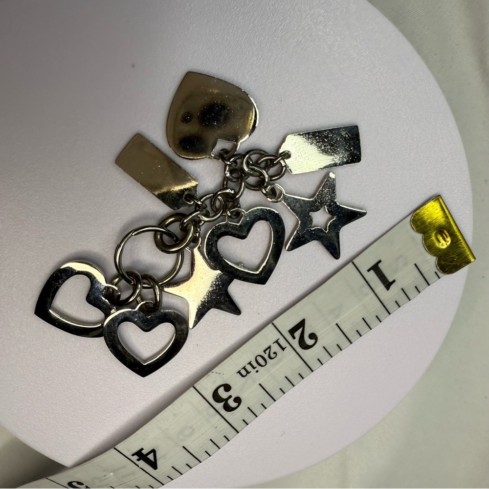 Coach Silver, Pink & Blue Hearts Keychain FOB Bag Charm - Picture 5 of 5